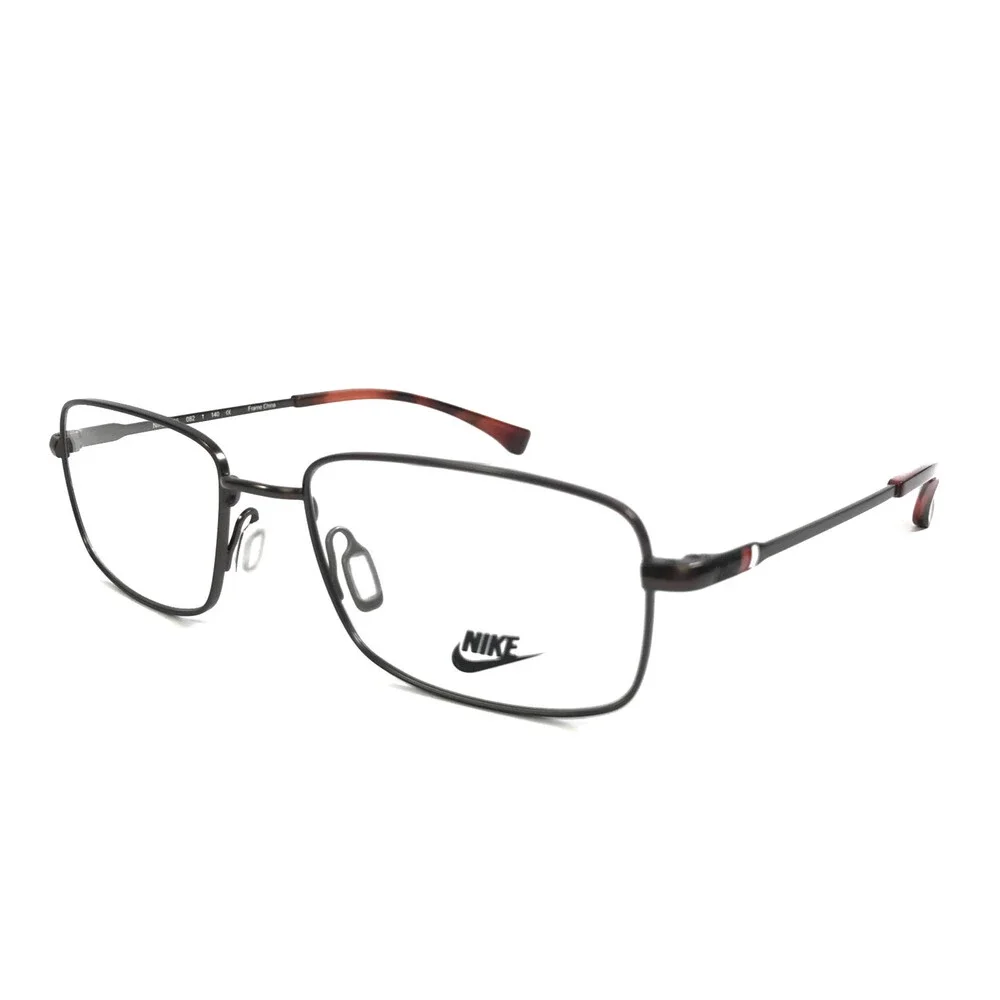 Nike Eyeglasses Frames 8205 082 Dark Gray Rectangle Wire Rim 52-17-140